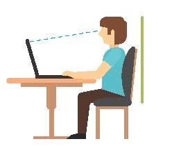 illustration of computer alignment with the child's eye level